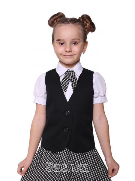 Жилет для дівчинки Sashka шкільний чорний (напіввовна), розмір 116-152